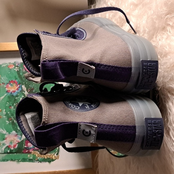 Converse Chuck Taylor NWOTs Skate Gray Navy Canvas Men Size Casual Hi - Picture 4 of 7